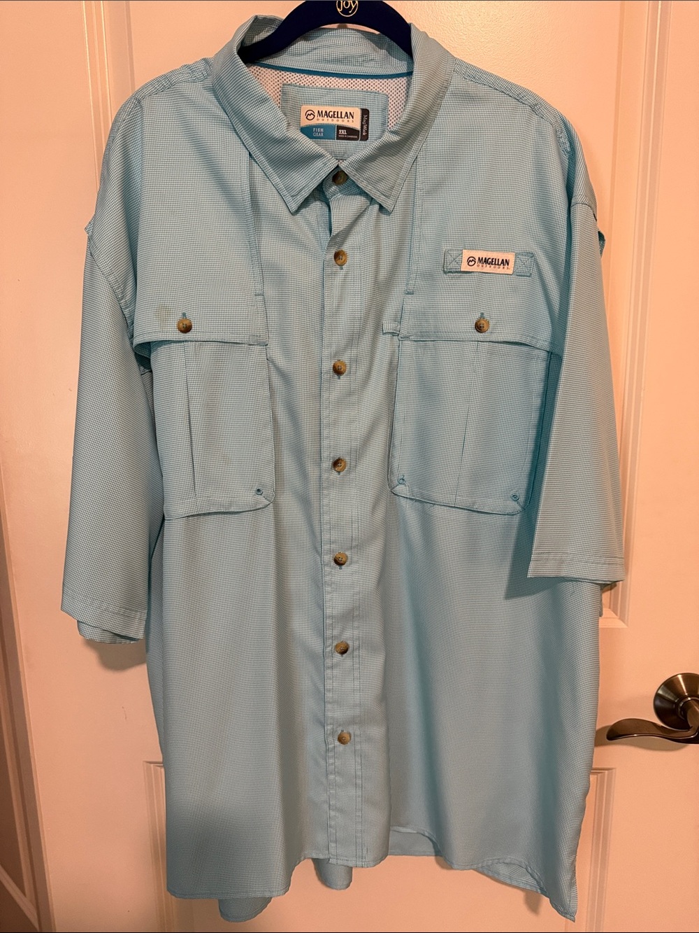 Magellan Outdoors Teal and White Micro-Pattern Performance Fabric